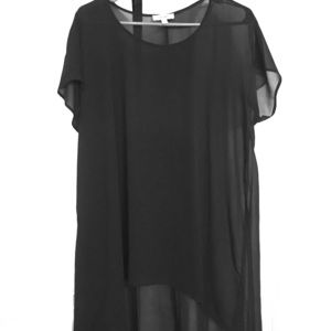 Black Chiffon Top - High/Low